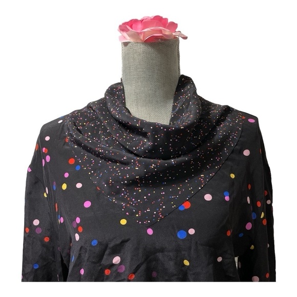 TopShop long sleeves polka dot blouse with tie in the back and on sleeves size 8 - Picture 5 of 11